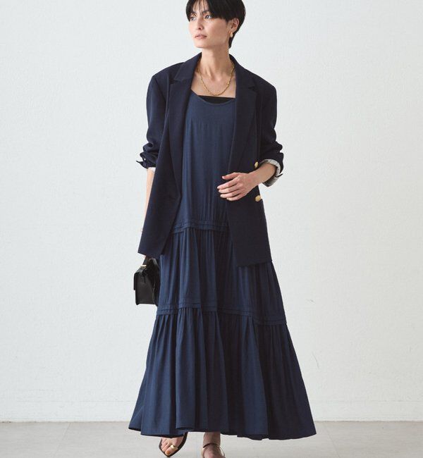  「サテンティアードキャミワンピース」|ワンピース|
