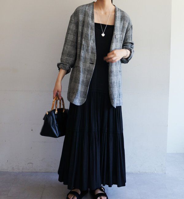  「サテンティアードキャミワンピース」|ワンピース|