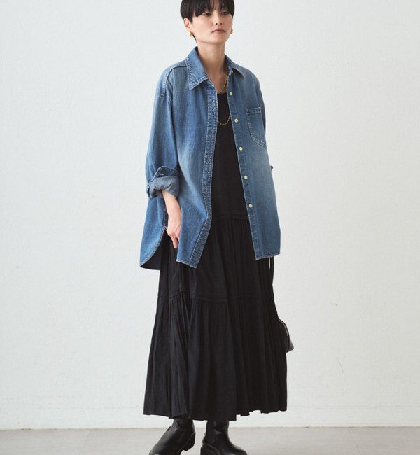  「サテンティアードキャミワンピース」|ワンピース|