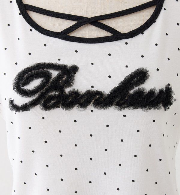  「ホルターネック付きチュールロゴＴシャツ」|プルオーバー|