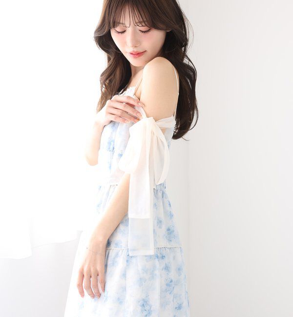  「【SMサイズ展開あり】サイドカットリボンロングキャミワンピ」|ワンピース|