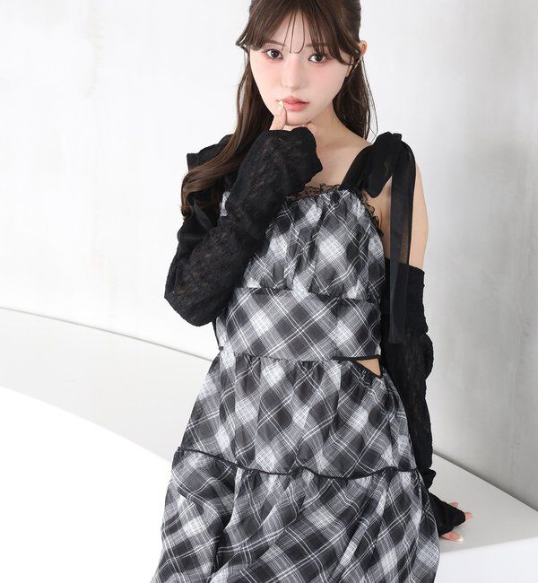  「【SMサイズ展開あり】サイドカットリボンロングキャミワンピ」|ワンピース|