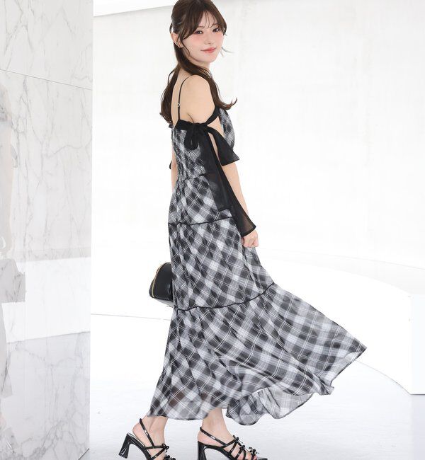  「【SMサイズ展開あり】サイドカットリボンロングキャミワンピ」|ワンピース|