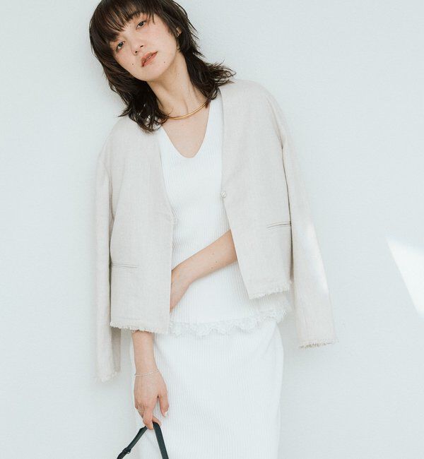  「予約【セットアップ対応可】レースヘムスリーブレスニット」|ニット・セーター|