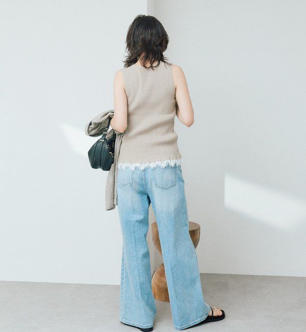  「予約【セットアップ対応可】レースヘムスリーブレスニット」|ニット・セーター|