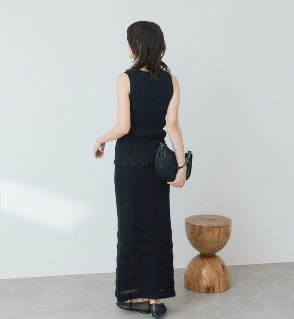  「予約【セットアップ対応可】レースヘムスリーブレスニット」|ニット・セーター|