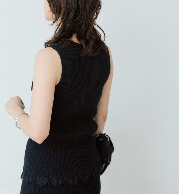  「予約【セットアップ対応可】レースヘムスリーブレスニット」|ニット・セーター|