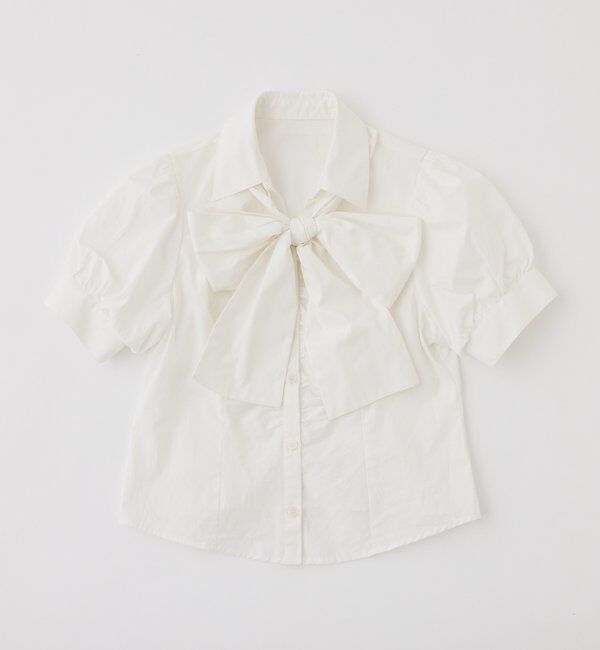  「フロントギャザー半袖ボウタイブラウス」|シャツ・ブラウス|