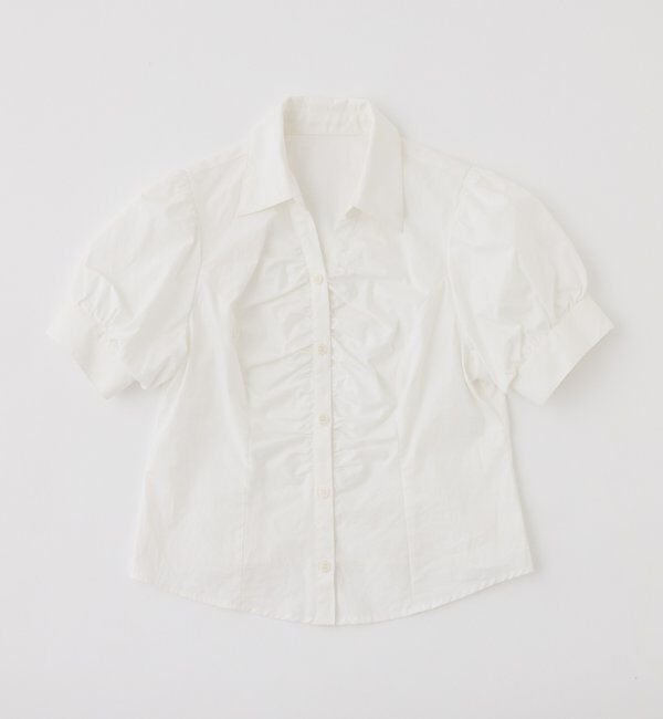  「フロントギャザー半袖ボウタイブラウス」|シャツ・ブラウス|