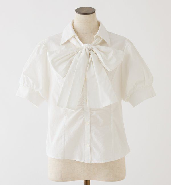  「フロントギャザー半袖ボウタイブラウス」|シャツ・ブラウス|