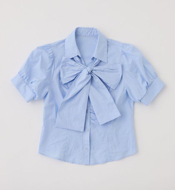  「フロントギャザー半袖ボウタイブラウス」|シャツ・ブラウス|