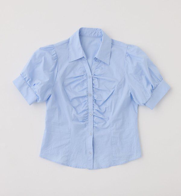  「フロントギャザー半袖ボウタイブラウス」|シャツ・ブラウス|