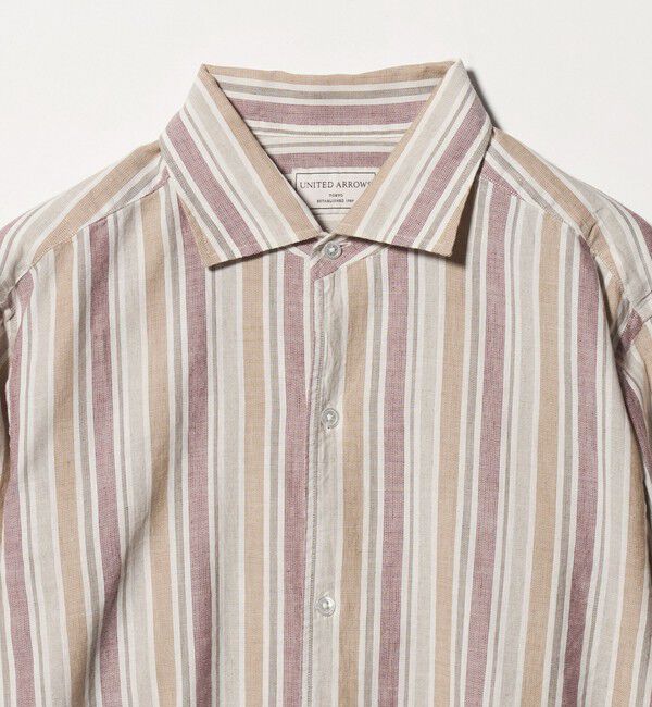 UNITED ARROWS「リネン/コットン ストライプ オープンカラーシャツ」|シャツ・ブラウス|