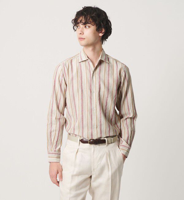 UNITED ARROWS「リネン/コットン ストライプ オープンカラーシャツ」|シャツ・ブラウス|