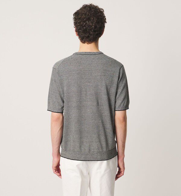 UNITED ARROWS「＜SOVEREIGN＞リネン ボーダー ニットTシャツ」|Tシャツ・カットソー|