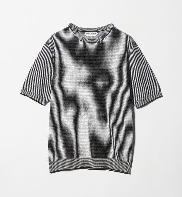 UNITED ARROWS「＜SOVEREIGN＞リネン ボーダー ニットTシャツ」|Tシャツ・カットソー|