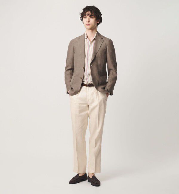 UNITED ARROWS「リネン ツイル １プリーツ リラックス テーパード イージースラックス」|スラックス|