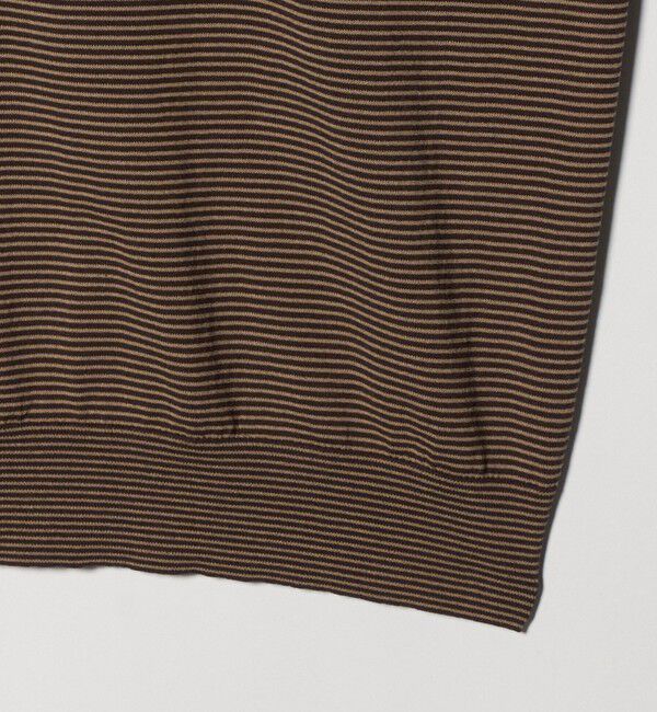 UNITED ARROWS「ショートスリーブ ボーダー モックネック ニットTシャツ UA COZY ウォッシャブル 抗菌防臭」|Tシャツ・カットソー|