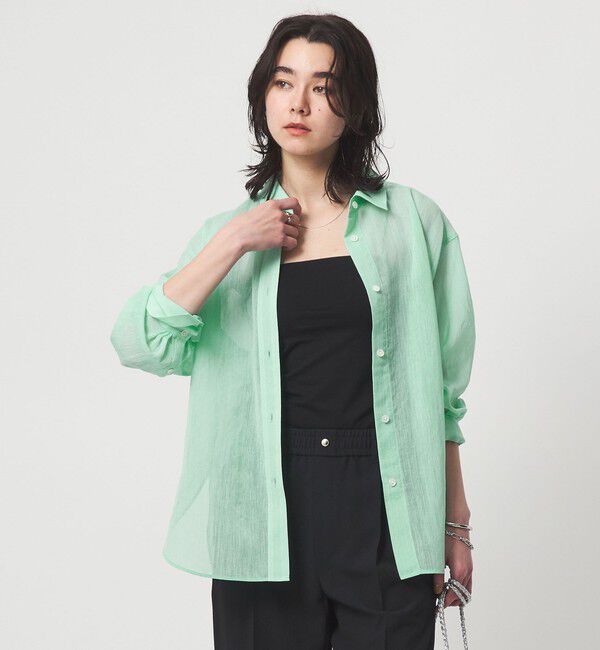 UNITED ARROWS green label relaxing「［size SHORTあり］ラミーライク シャツ 通気性」|シャツ・ブラウス|LIME