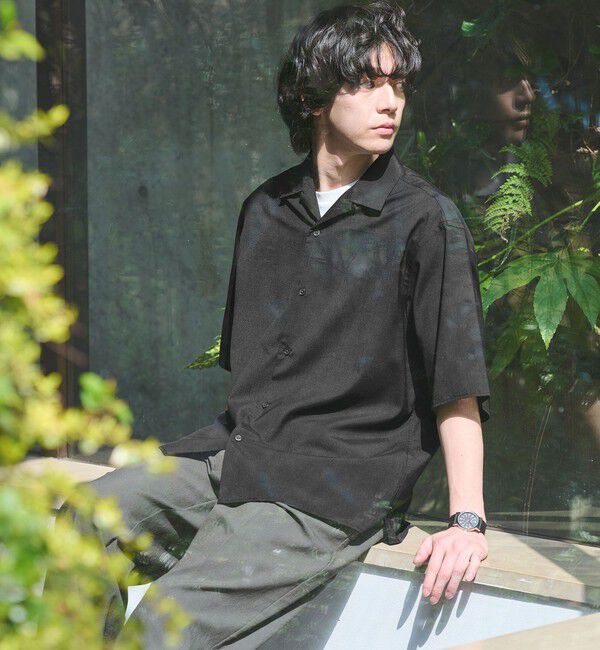 UNITED ARROWS green label relaxing「ウォッシャブルトロ オープンカラー シャツ -ストレッチ-」|シャツ・ブラウス|BLACK