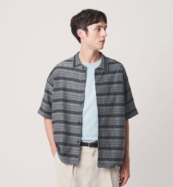 BEAUTY&YOUTH UNITED ARROWS「フェアアイル ショートスリーブ ニットシャツ ウォッシャブル」|カーディガン|DK.GRAY