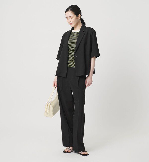 BEAUTY&YOUTH UNITED ARROWS「【WEB限定 Wardrobe DAILY MINIMAL】メランジ ハーフスリーブジャケット ウォッシャブル」|テーラードジャケット|
