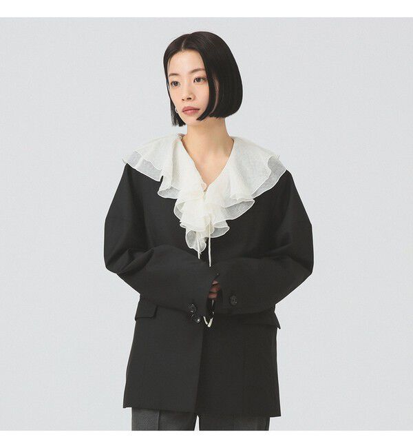 Ray BEAMS 「ラッフルカラー ノースリーブ ブラウス」|シャツ・ブラウス|