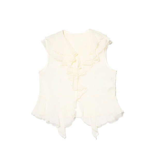 Ray BEAMS 「ラッフルカラー ノースリーブ ブラウス」|シャツ・ブラウス|