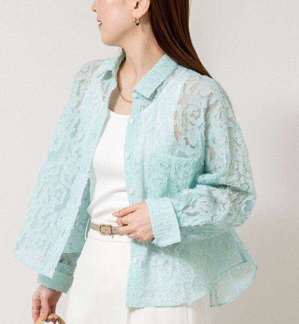 NOLLEY'S sophi「ウォッシャブルワッシャーオーガンジーカットジャガードショートシャツ」|シャツ・ブラウス|ミントグリーン