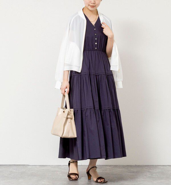 NOLLEY'S sophi「ウォッシャブルコットンティアードマキシワンピース」|ワンピース|ネイビー