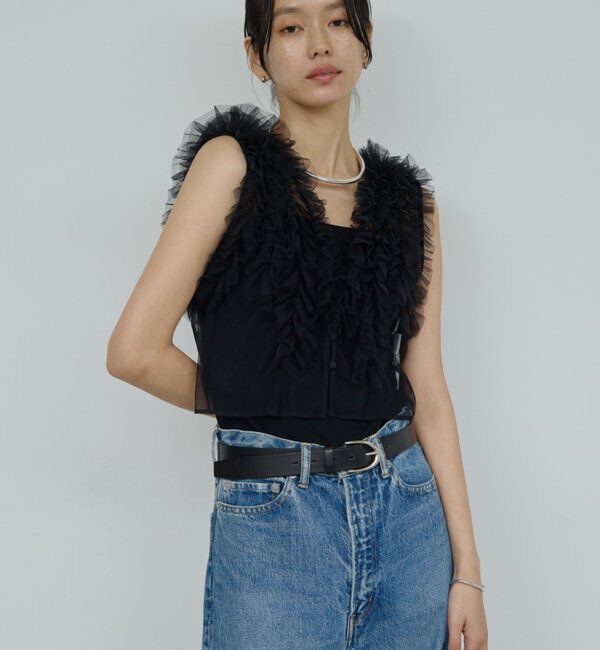  「チュールフリルブラウス」|シャツ・ブラウス|ブラック