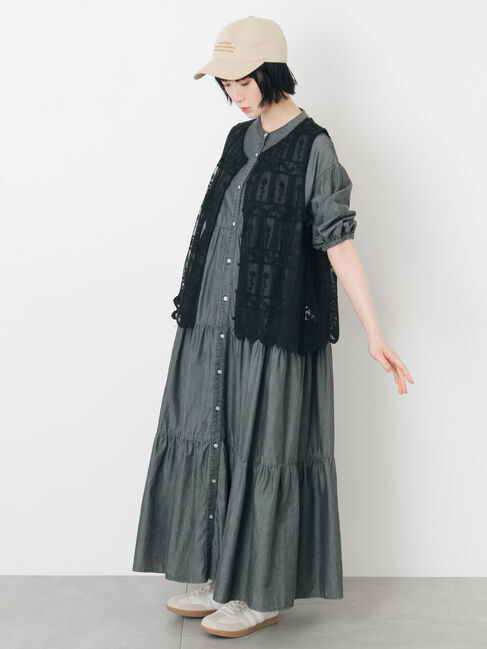 Samansa Mos2「【接触冷感】ライトオンスデニムワンピース」|ワンピース|