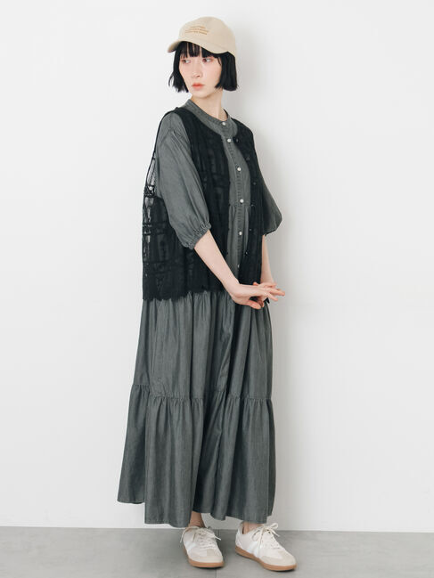 Samansa Mos2「【接触冷感】ライトオンスデニムワンピース」|ワンピース|