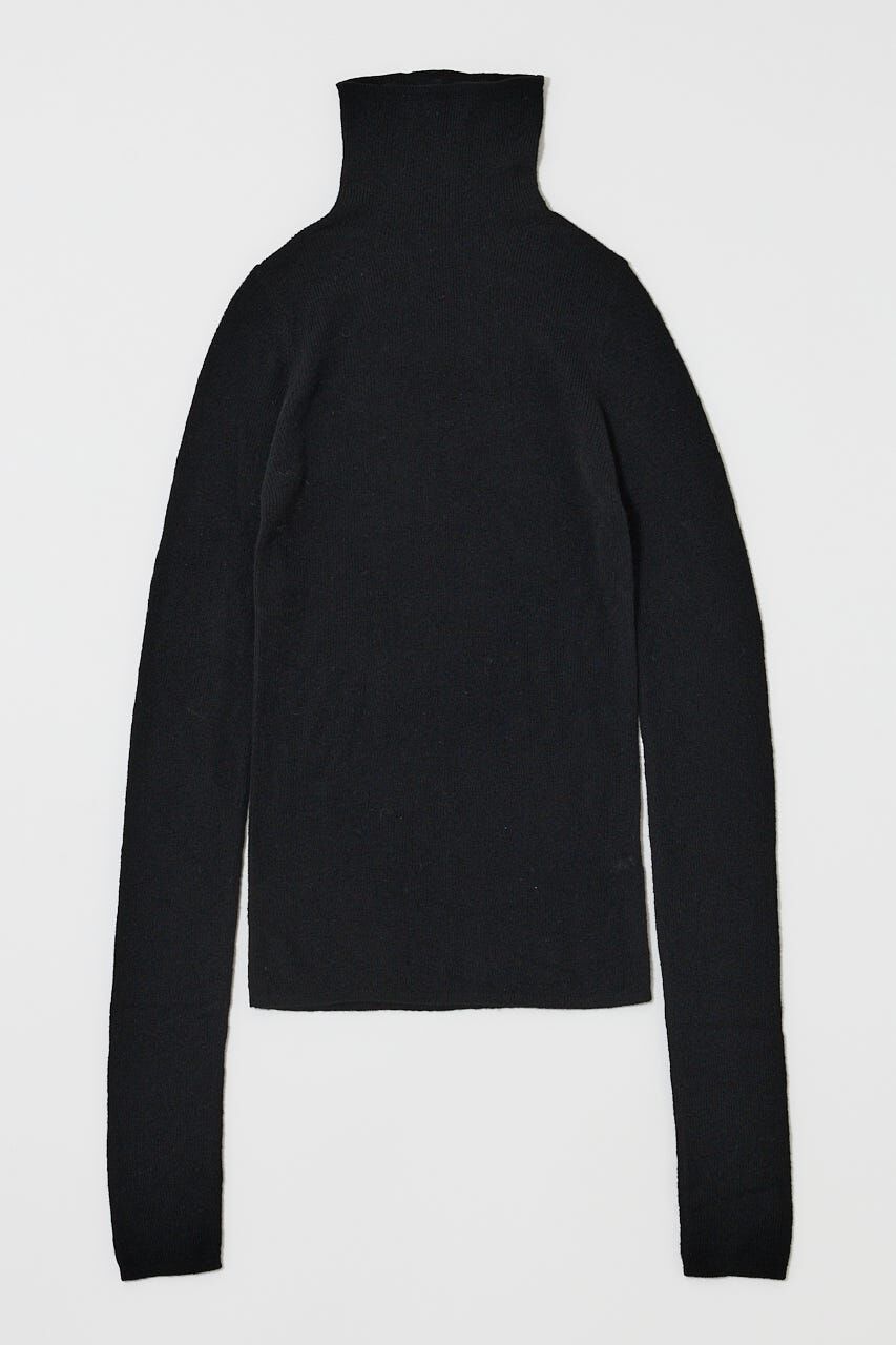MOUSSY「SHEER TURTLE NECK ニットトップス」|ニット・セーター|BLK