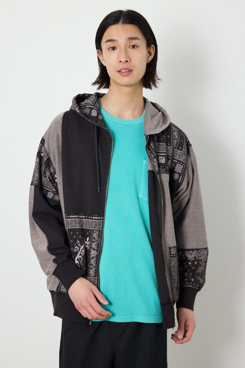 RODEO CROWNS「パッチワークZIPパーカー」|パーカー|BLK