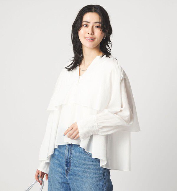 UNITED ARROWS green label relaxing「［size SHORTあり］ボイル レイヤー ギャザー ブラウス」|シャツ・ブラウス|