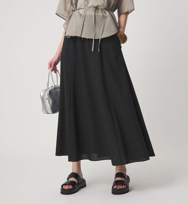 UNITED ARROWS green label relaxing「【結論シリーズ】ドライクロス フレアスカート［size SHORT/TALLあり］」|フレア|BLACK