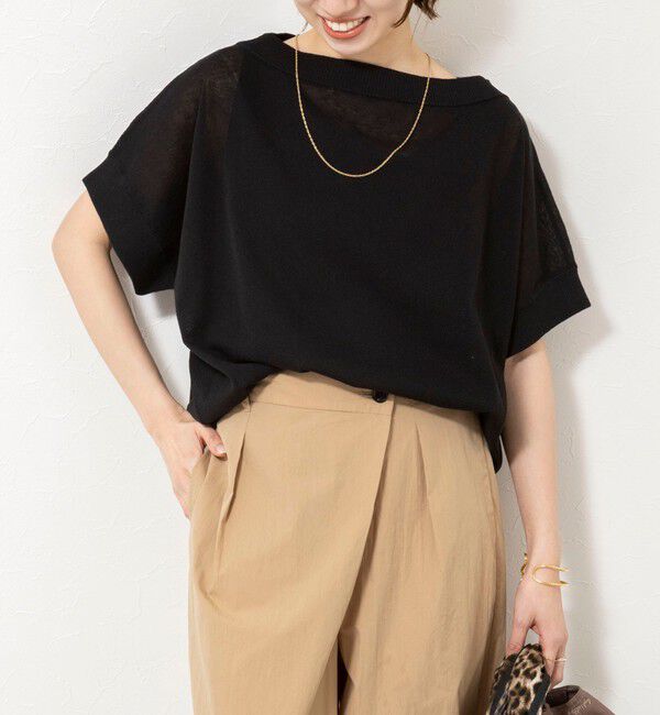 NOLLEY'S「《手洗い可能》コットンセルロースリラックスプルオーバー」|ニット・セーター|ブラック