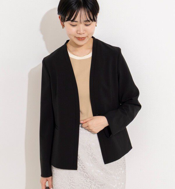 NOLLEY'S sophi「《セットアップ対応》ウォッシャブル2WAYツイルストレッチジャケット」|ノーカラージャケット|