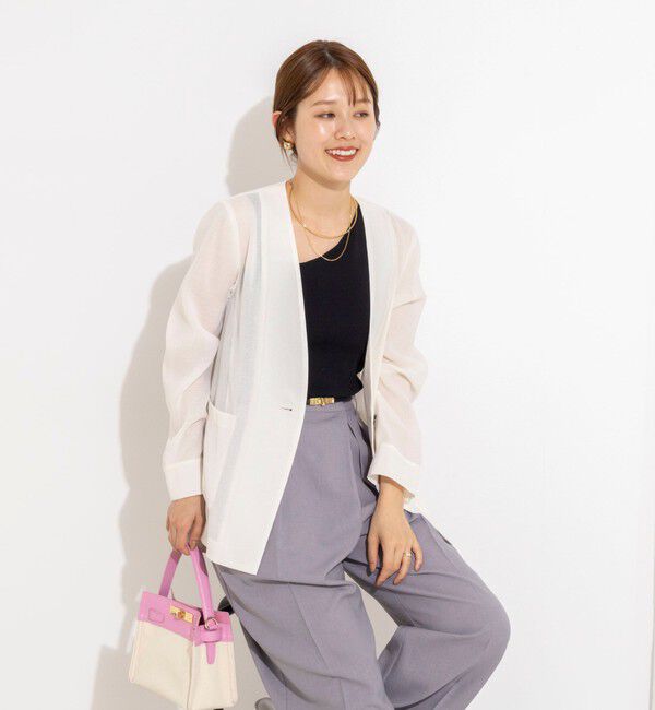 NOLLEY'S「ウォッシャブルリネンライクシアージャケット」|ノーカラージャケット|