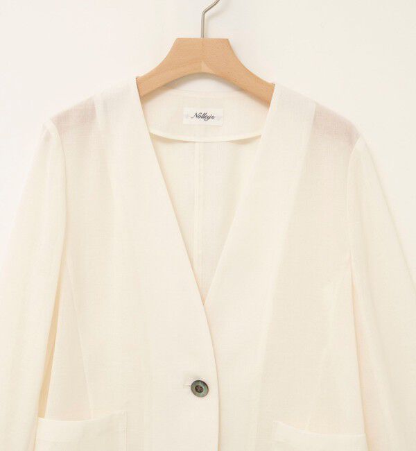 NOLLEY'S「ウォッシャブルリネンライクシアージャケット」|ノーカラージャケット|