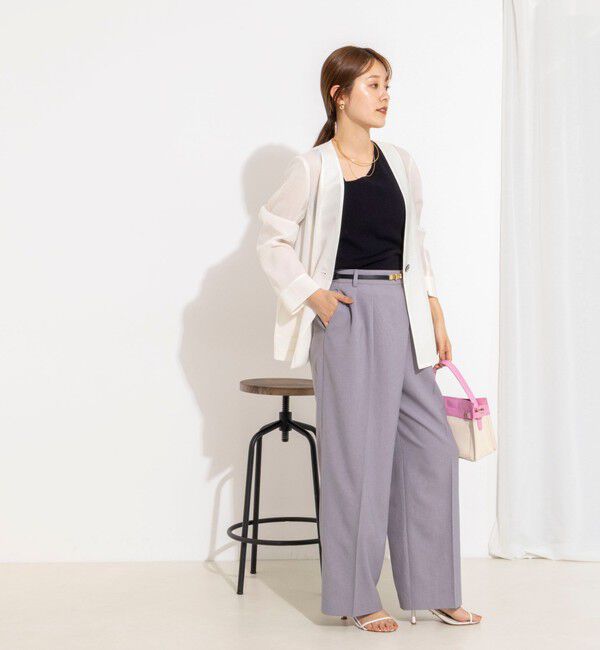 NOLLEY'S「ウォッシャブルリネンライクシアージャケット」|ノーカラージャケット|