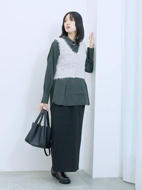 Samansa Mos2 blue「◎マットサテンタックシャツ」|シャツ・ブラウス|