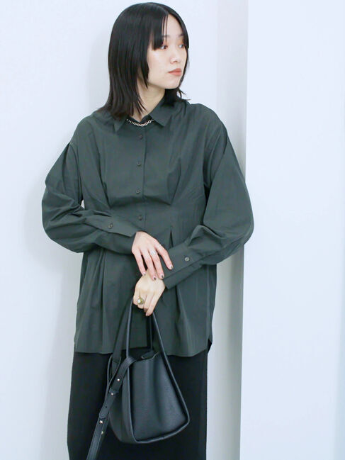 Samansa Mos2 blue「◎マットサテンタックシャツ」|シャツ・ブラウス|