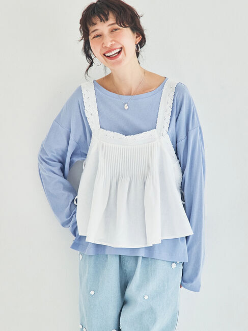 Samansa Mos2「ピンタックレースビスチェ」|シャツ・ブラウス|