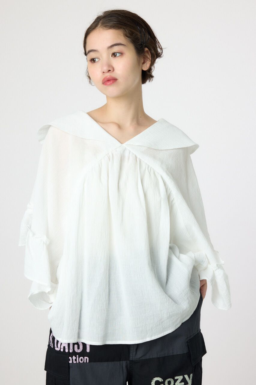 RODEO CROWNS「ボリュームフリルチュニック」|シャツ・ブラウス|O/WHT1