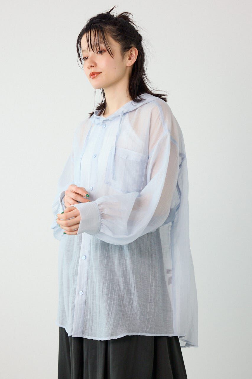 RODEO CROWNS「ワッシャーフーディーシャツ」|シャツ・ブラウス|L/BLU1