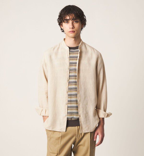 UNITED ARROWS「LIBECO リネン バンドカラー シャツ」|シャツ・ブラウス|