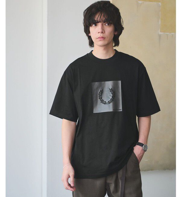 UNITED ARROWS green label relaxing「【国内EXCLUSIVE】＜FRED PERRY＞ボックス ロゴ Tシャツ」|Tシャツ・カットソー|BLACK