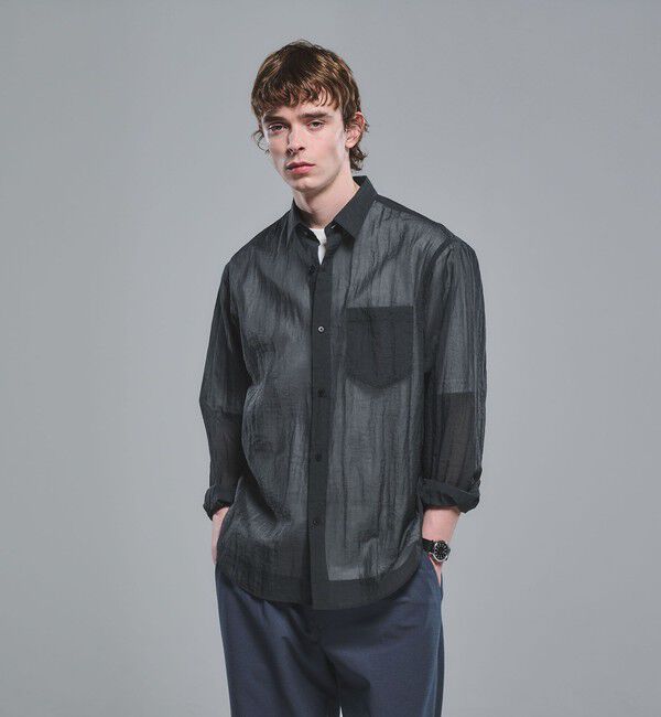 UNITED ARROWS green label relaxing「ナイロン シアー リップストップ 長袖 ジャストルーズ シャツ」|シャツ・ブラウス|DK.GRAY